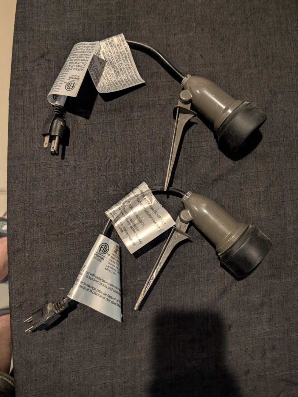 Pair of Outdoor Landscape Spike Floodlights – Gray & Black